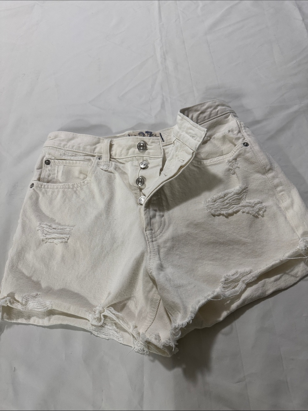 WE THE FREE White, Distressed, Frayed Cut Off Shorts ~ Size 27